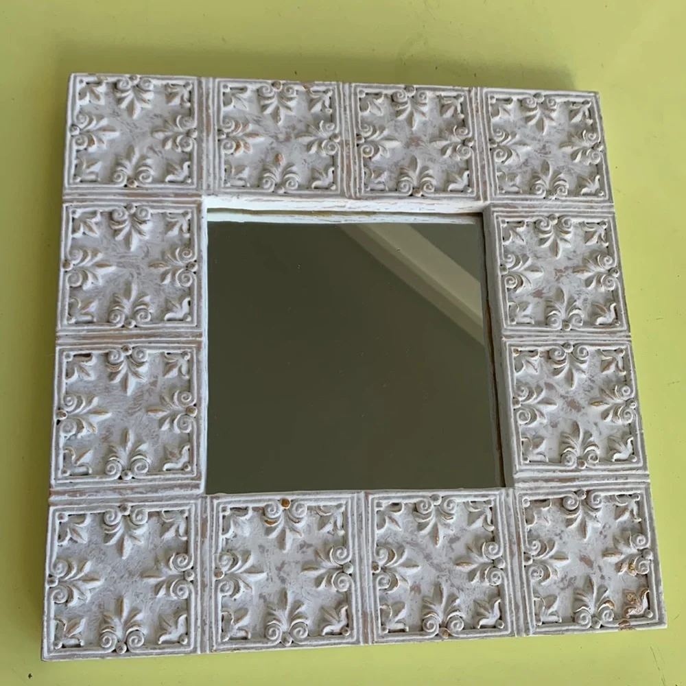 Mirror Faux tile chalk paint shabby chic square frame 12 x 12
